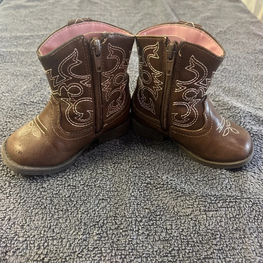 Wonder Nation Size 5 Baby Girl BROWN & PINK Western Boots , NEW With Tags